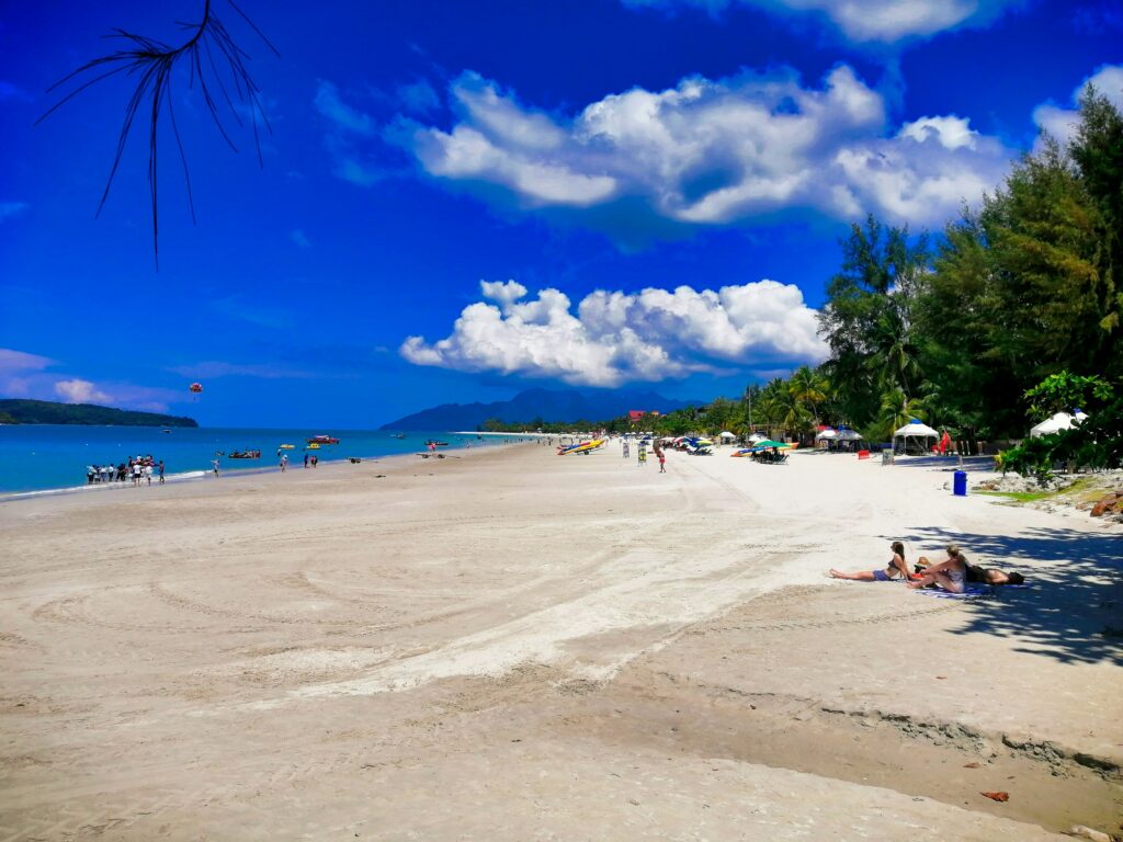 view of Langkawi island with golden clouds and calm sea